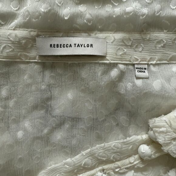 Rebecca Taylor Women's Ruffle Sheer Button Front Ruffle Trim Shirtdress Dress 12 - Picture 13 of 13